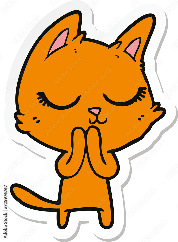 sticker of a calm cartoon cat sticker of a calm cartoon cat