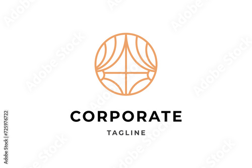 Curtain icon flat vector logo design with round window