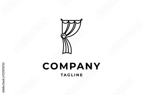 Simple Curtain icon flat vector logo design