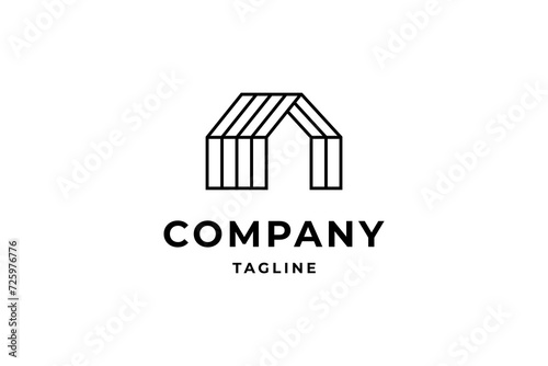 house logo with minimalist shape in line art design style