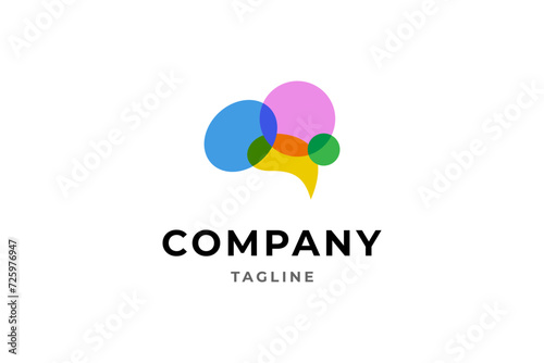 brain logo in colorful flat design style