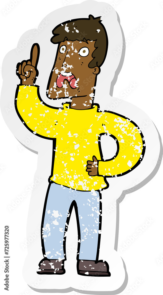 retro distressed sticker of a cartoon man with complaint retro distressed sticker of a cartoon man with complaint