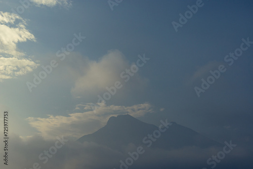 cerro de la silla in monterrey, mexico on a sunney day that turn on cloudy photo