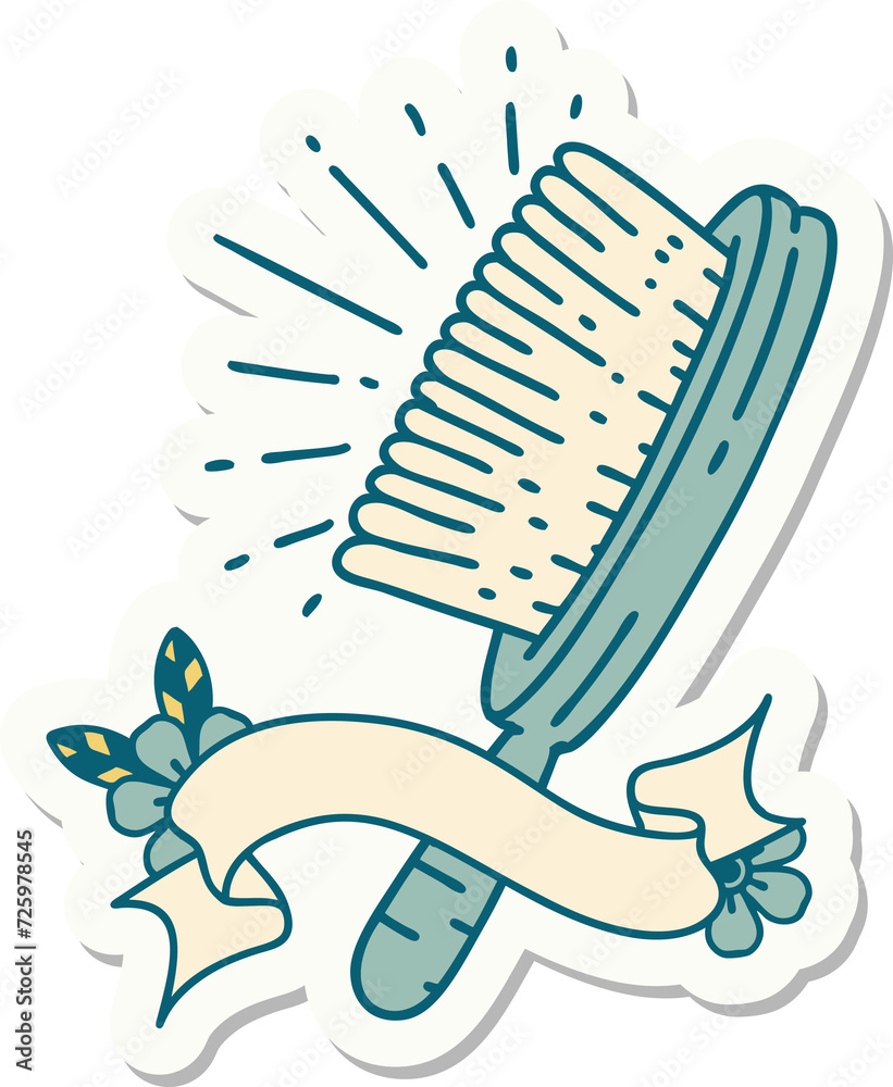 sticker of tattoo style hairbrush sticker of tattoo style hairbrush