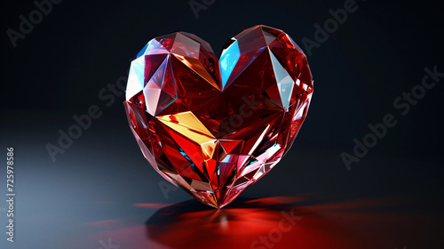A mesmerizing 3D crystal heart icon  exquisitely crafted and illuminated  elegantly isolated on a sleek black background. Perfect for expressing love  affection  and romance in modern digita