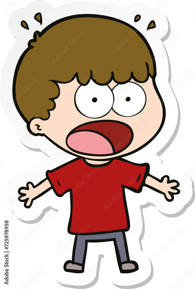 sticker of a cartoon shocked man sticker of a cartoon shocked man