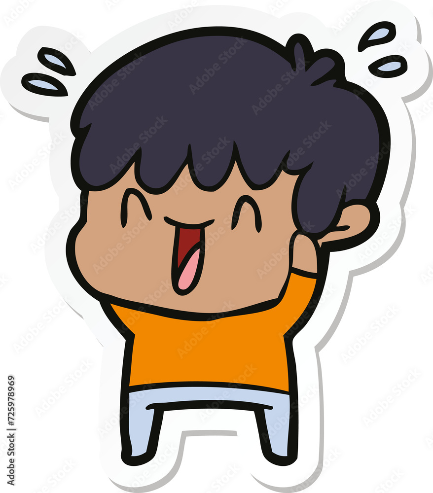 Fototapeta premium sticker of a cartoon laughing boy