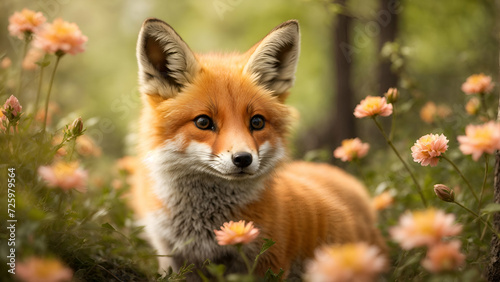 Cute fox in a field