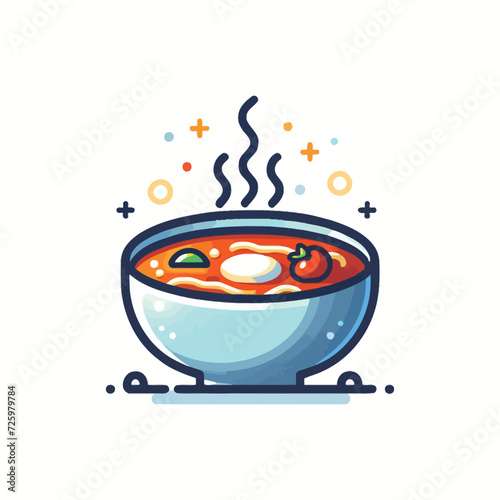 Vector Illustration of a Steaming Bowl of Soup