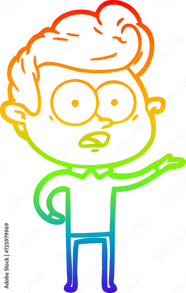 rainbow gradient line drawing cartoon staring man rainbow gradient line drawing cartoon staring man