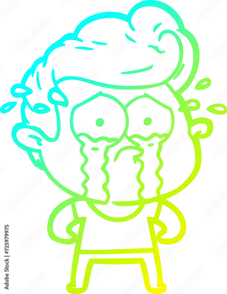 cold gradient line drawing cartoon crying man cold gradient line drawing cartoon crying man