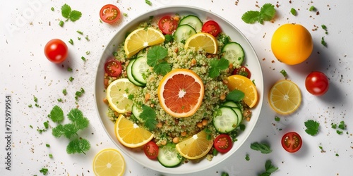 minimalistic design Quinoa tabbouleh salad photo