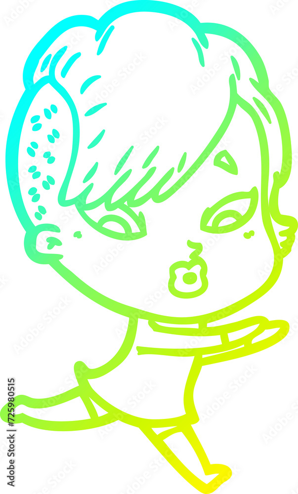 cold gradient line drawing cartoon surprised girl cold gradient line drawing cartoon surprised girl