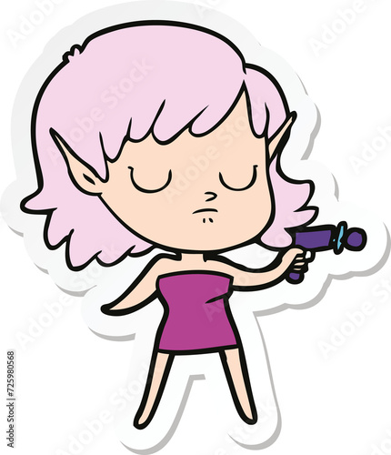 sticker of a cartoon elf girl