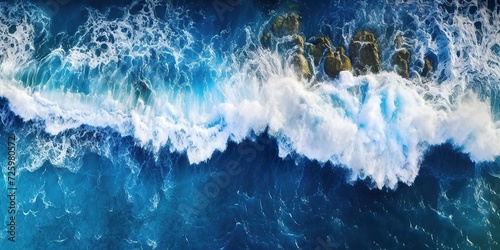minimalistic design Spectacular aerial top view background photo of ocean sea water white wave splashing