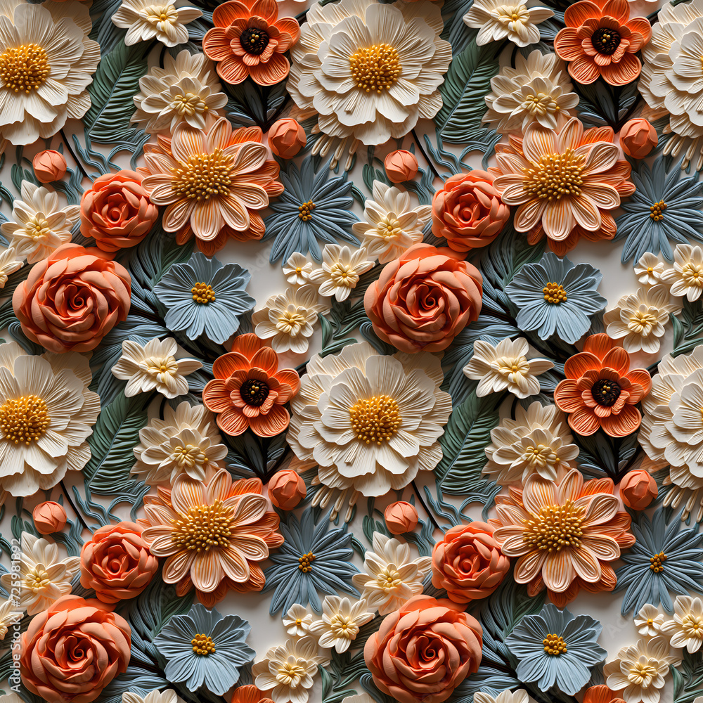 Fabrics embroidered seamless patterns of spring flowers for various creative lovers and home decorating enthusiasts.NO.04 Fabrics embroidered seamless patterns of spring flowers for various creative lovers and home decorating enthusiasts.NO.04