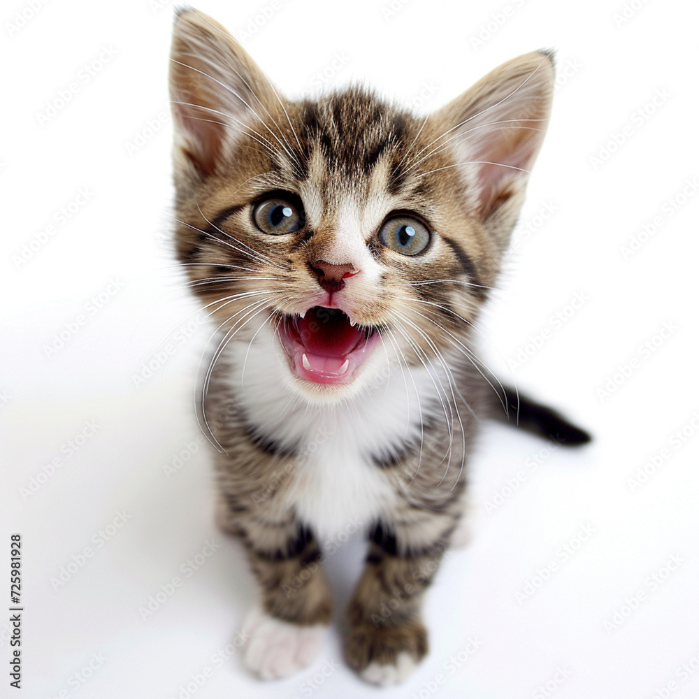かわいい子猫の顔アップ写真(正面, 白背景, 笑顔) Stock Photo | Adobe Stock