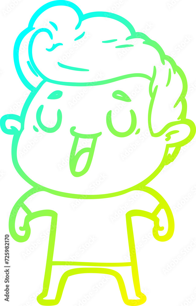cold gradient line drawing happy cartoon man cold gradient line drawing happy cartoon man