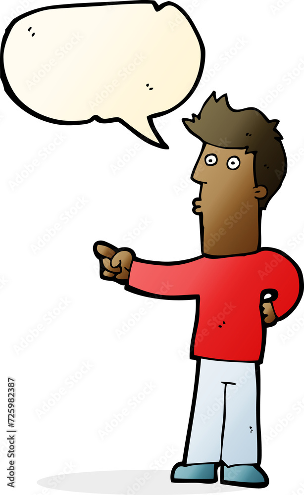 cartoon man pointing with speech bubble