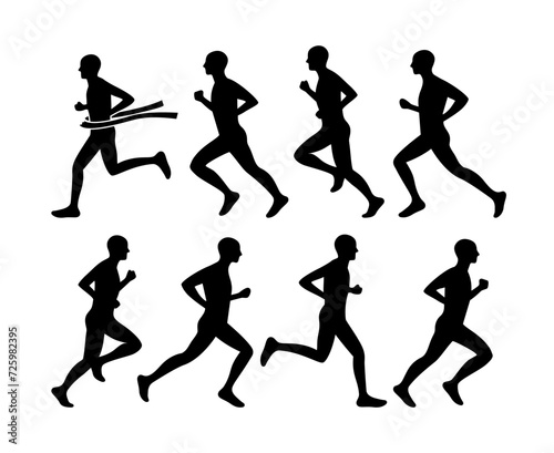 Vector Runner Icon. Running People Silhouette. Active Sport Logo. Isolated Run Competition Illustration photo