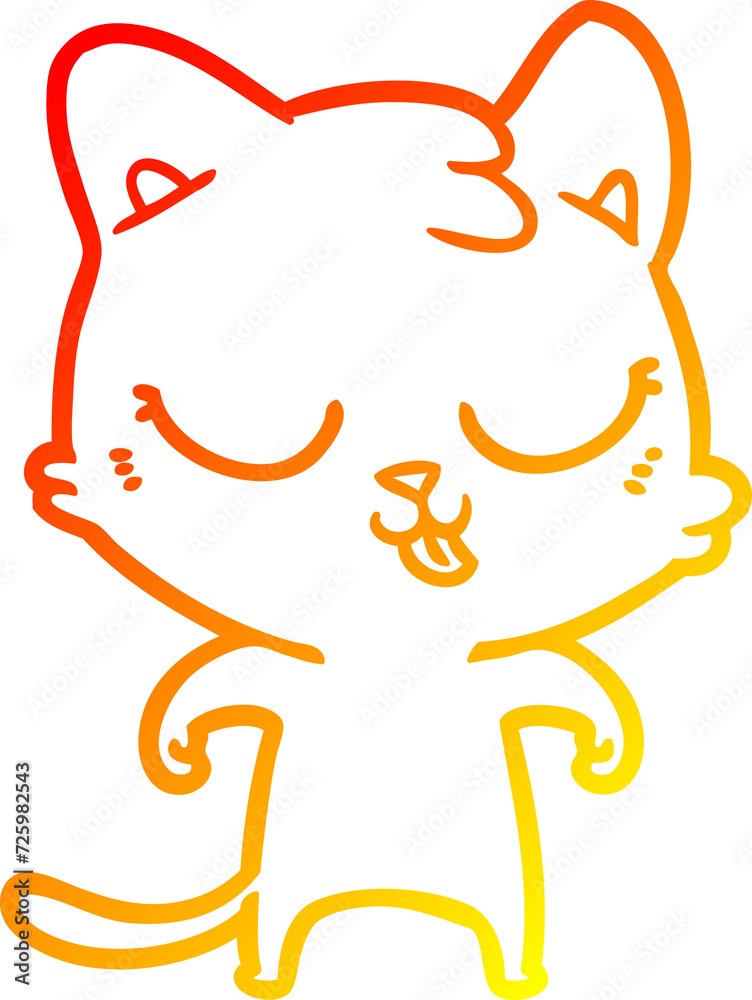 warm gradient line drawing cartoon cat warm gradient line drawing cartoon cat
