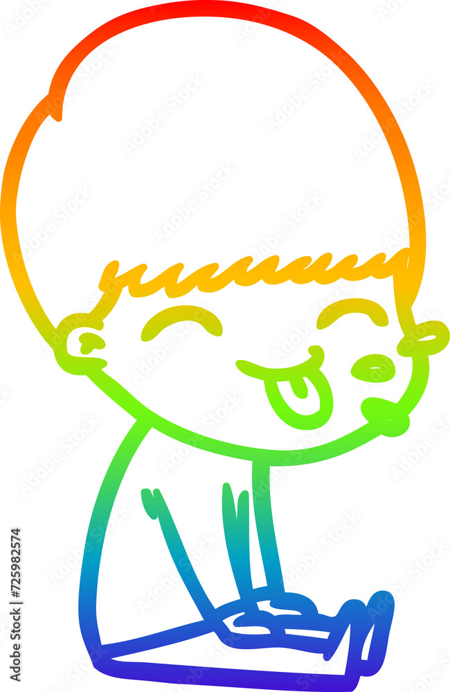 rainbow gradient line drawing cartoon boy sticking out tongue rainbow gradient line drawing cartoon boy sticking out tongue