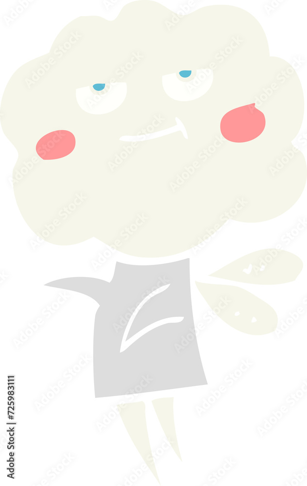 flat color illustration of a cartoon cute cloud head imp flat color illustration of a cartoon cute cloud head imp