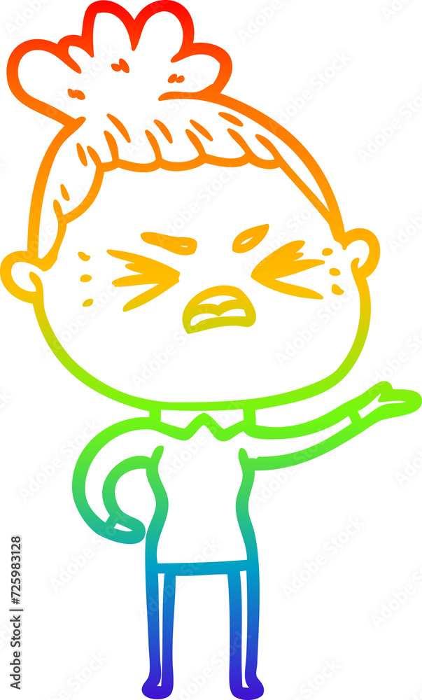 rainbow gradient line drawing cartoon angry woman rainbow gradient line drawing cartoon angry woman