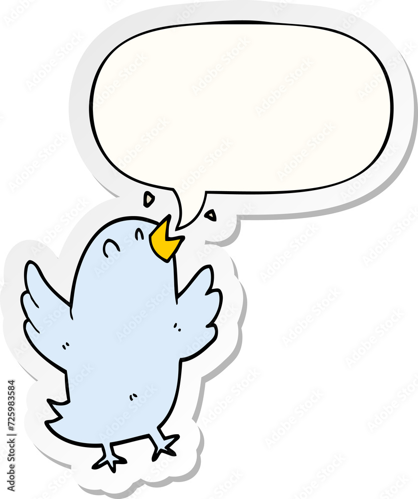 cartoon bird singing and speech bubble sticker cartoon bird singing and speech bubble sticker