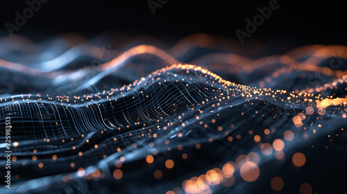 Abstract 3D rendered data lines graph on a sleek  black background with a mesmerizing glass and metallic material. Perfect for modern technology  analytics  and futuristic concepts.