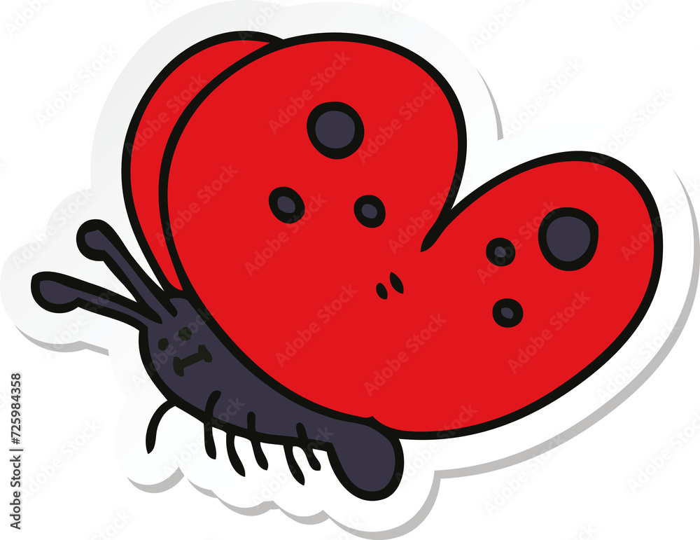 sticker of a quirky hand drawn cartoon butterfly sticker of a quirky hand drawn cartoon butterfly