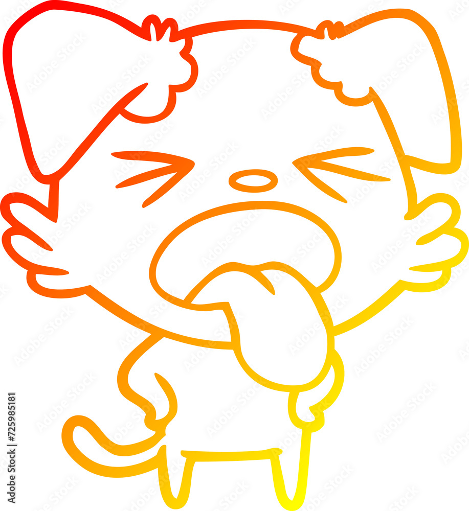warm gradient line drawing cartoon disgusted dog warm gradient line drawing cartoon disgusted dog
