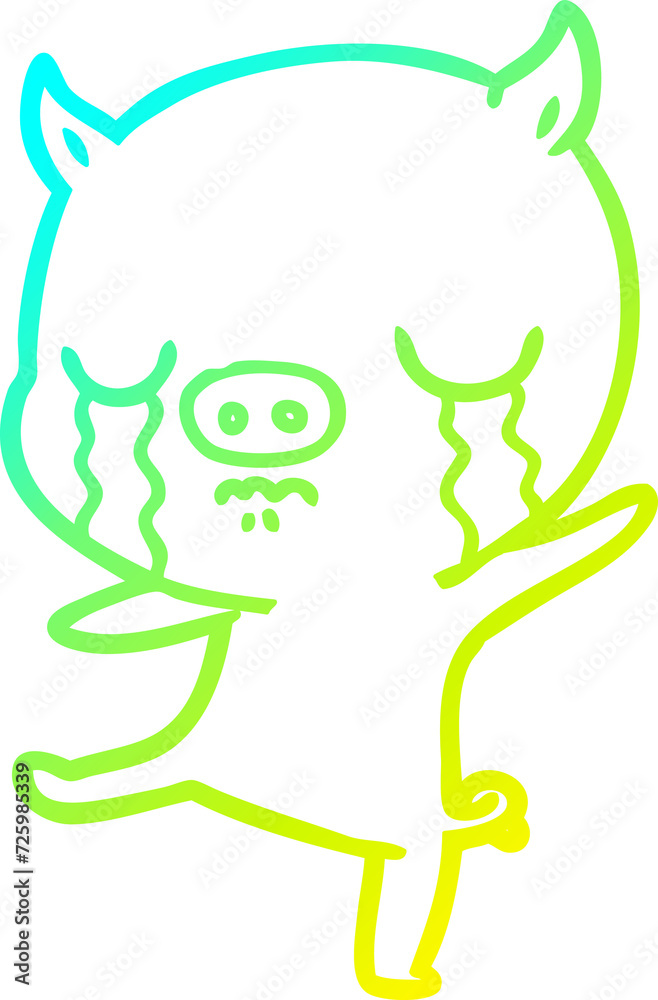 cold gradient line drawing cartoon pig crying cold gradient line drawing cartoon pig crying