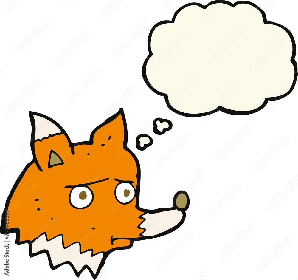cartoon unhappy fox with thought bubble cartoon unhappy fox with thought bubble