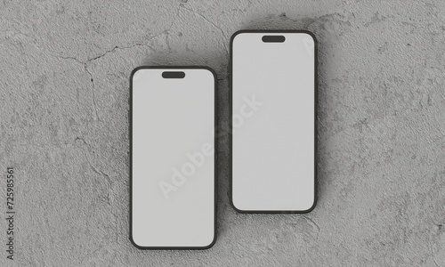 Smartphone with a blank screen on a white background. Smartphone mockup closeup isolated on white background concrete iPhone