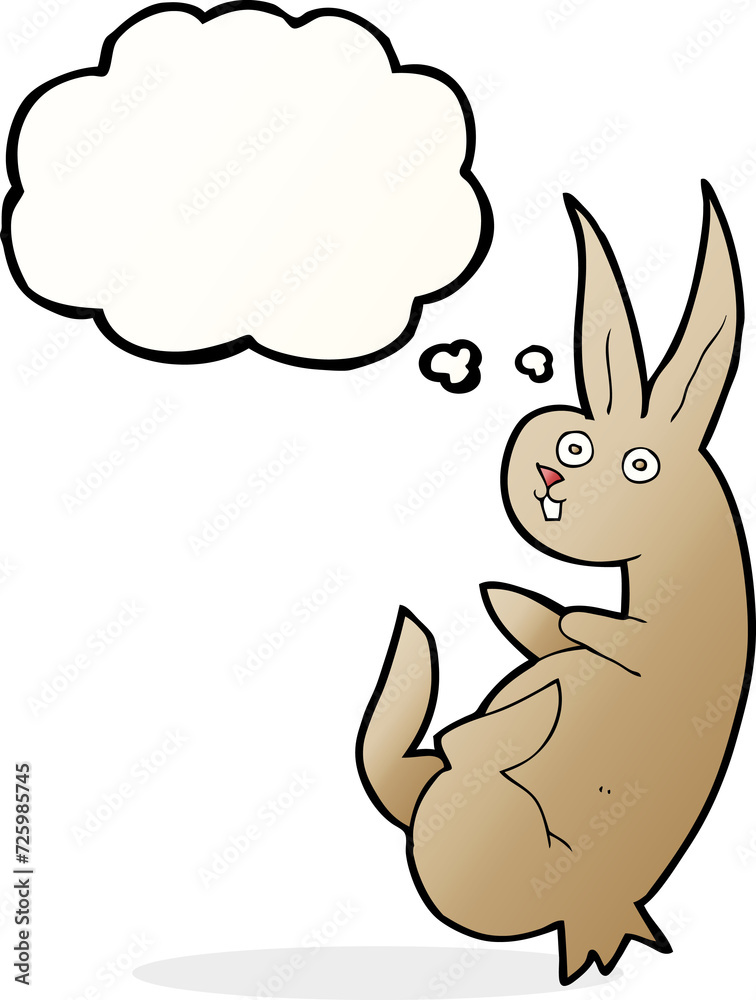 Fototapeta premium cue cartoon rabbit with thought bubble