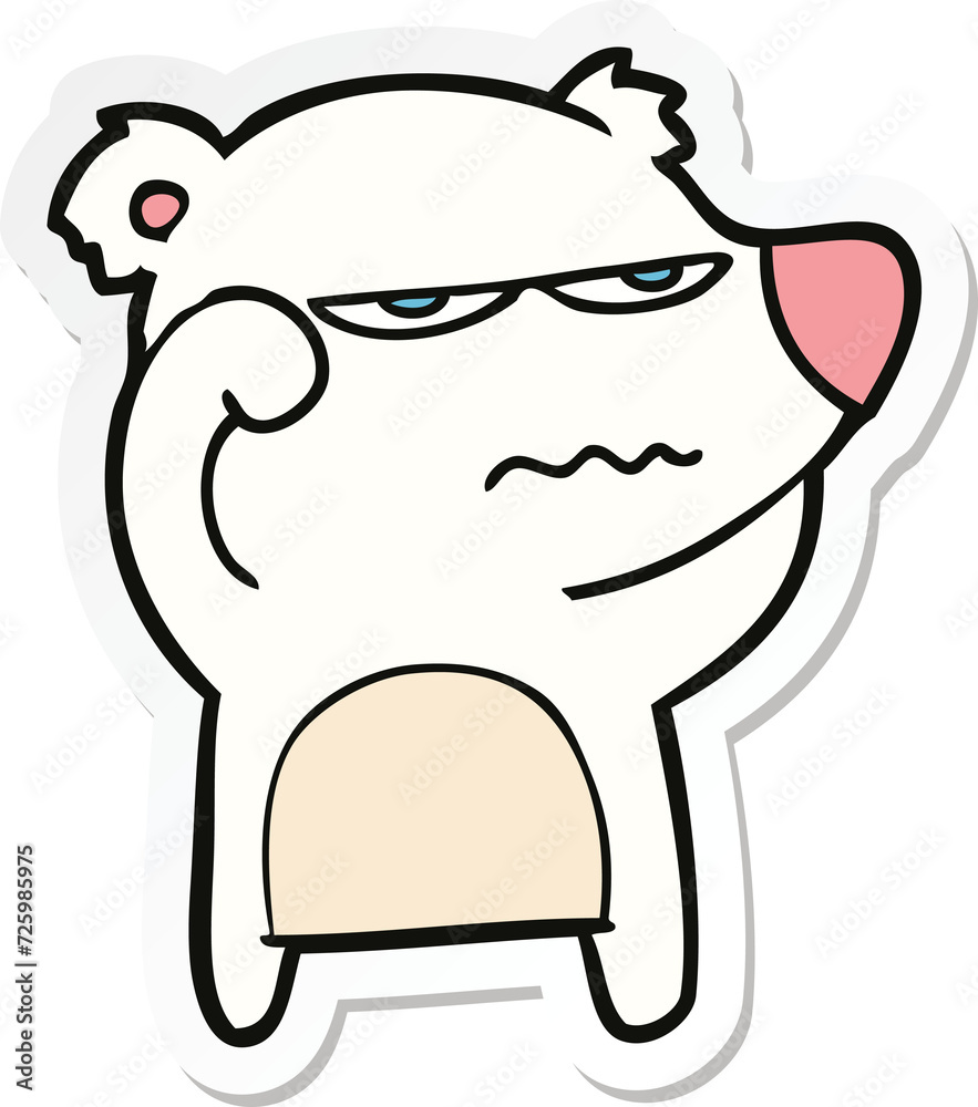 sticker of a angry bear polar cartoon sticker of a angry bear polar cartoon