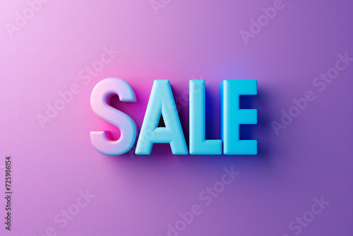 SALE word in 3d render style isolted on flat lay color background