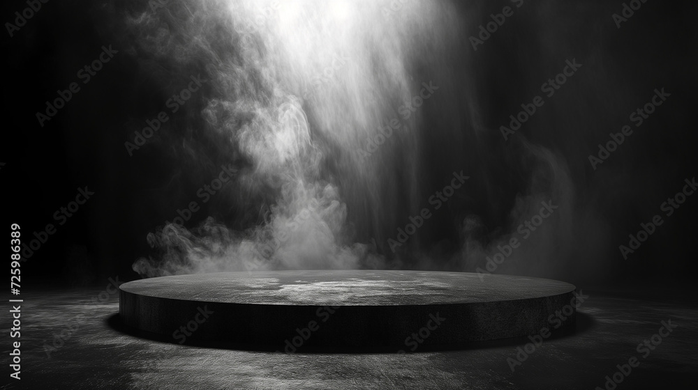 Black and White Photo of a Smoke-Emitting Round Object