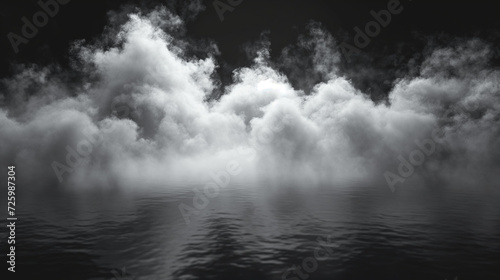 Black and White Photo of Clouds Over Water