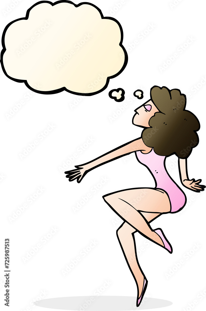 cartoon dancing woman with thought bubble cartoon dancing woman with thought bubble