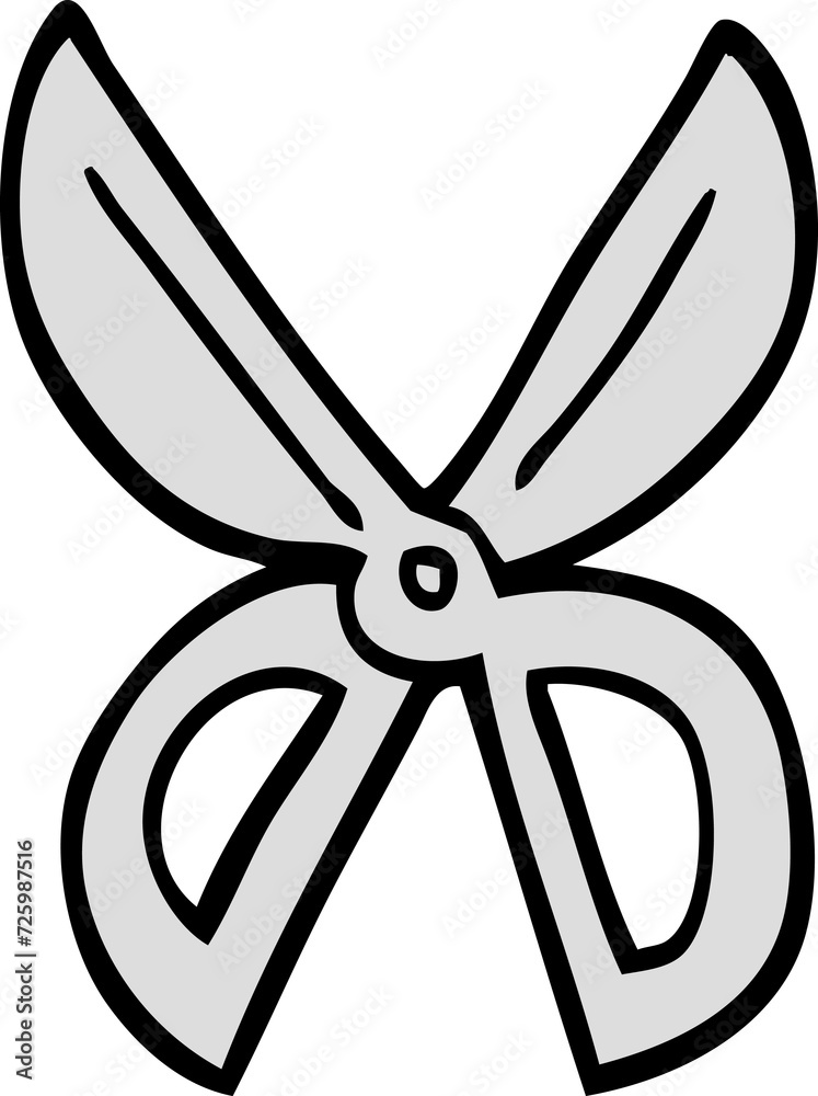 hand drawn doodle style cartoon scissors