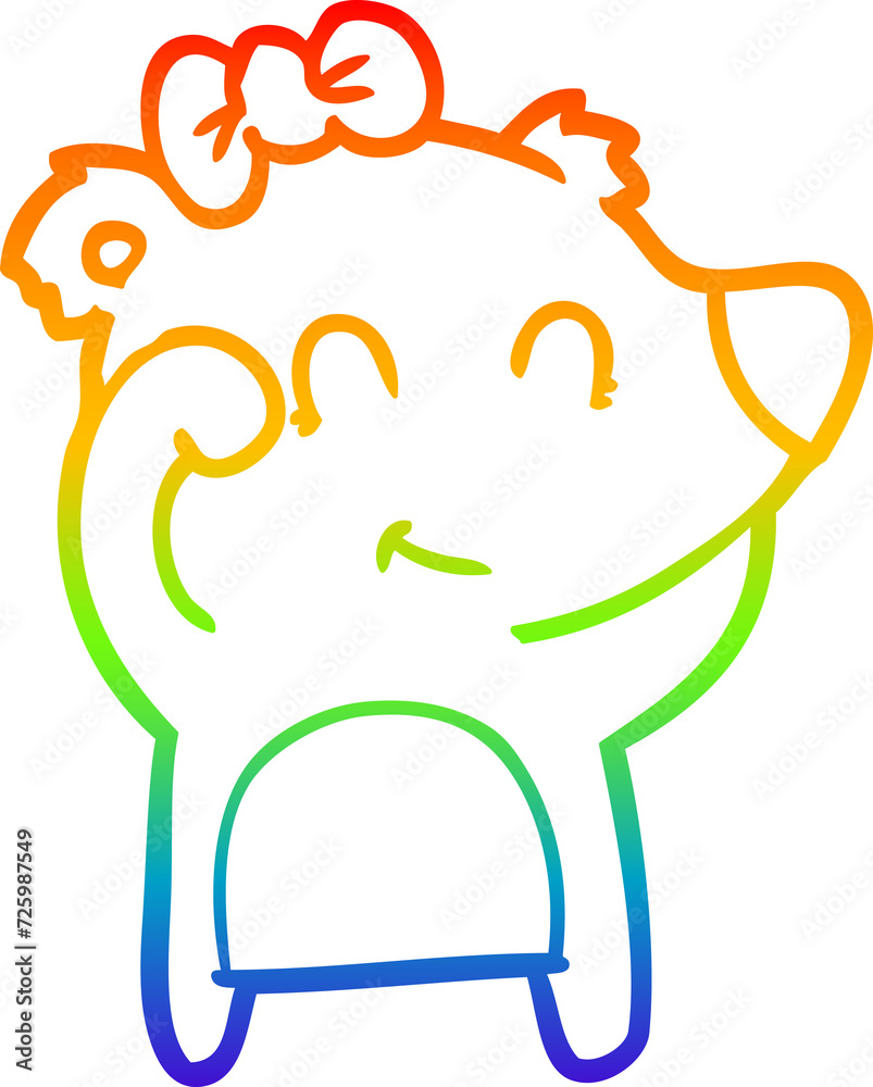 Obraz premium rainbow gradient line drawing female bear cartoon