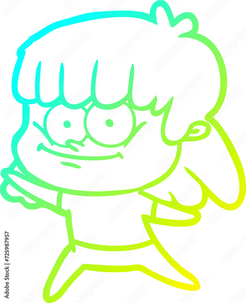 cold gradient line drawing cartoon smiling woman cold gradient line drawing cartoon smiling woman