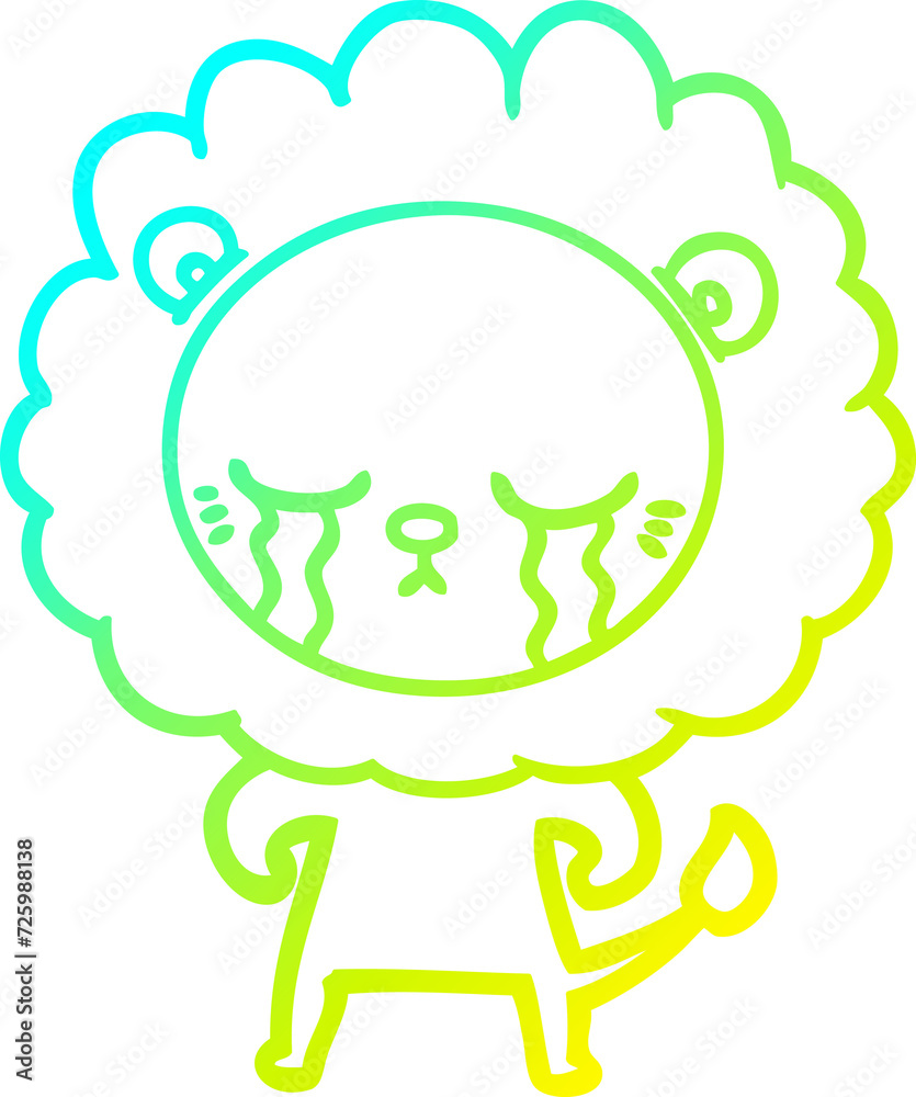 cold gradient line drawing crying cartoon lion cold gradient line drawing crying cartoon lion