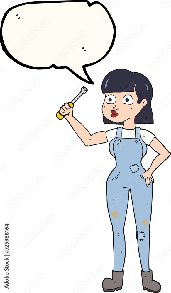 speech bubble cartoon female mechanic speech bubble cartoon female mechanic