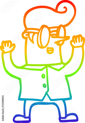 Obraz na plátne rainbow gradient line drawing cartoon nerd man
