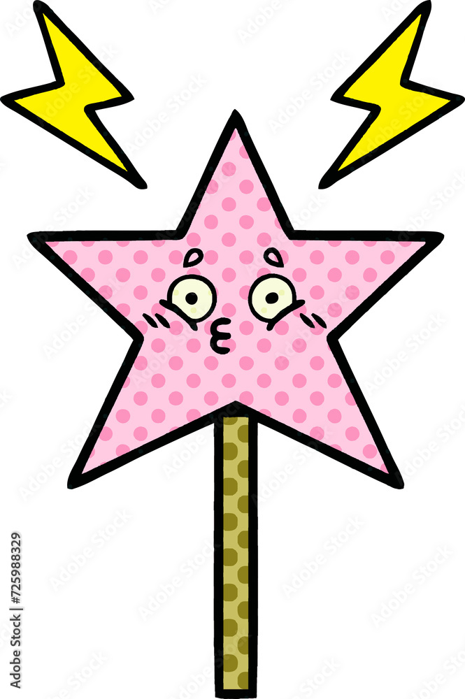 Obraz premium comic book style cartoon magic wand