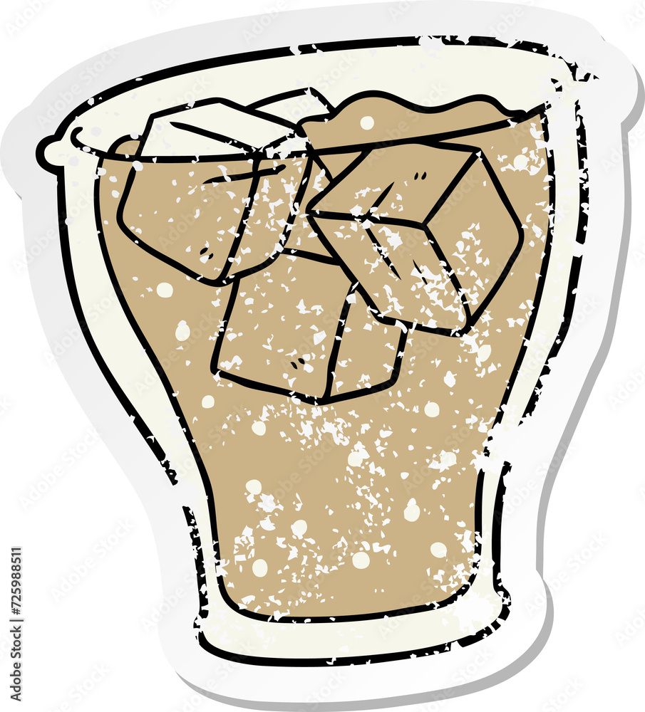 distressed sticker of a cartoon glass of cola
