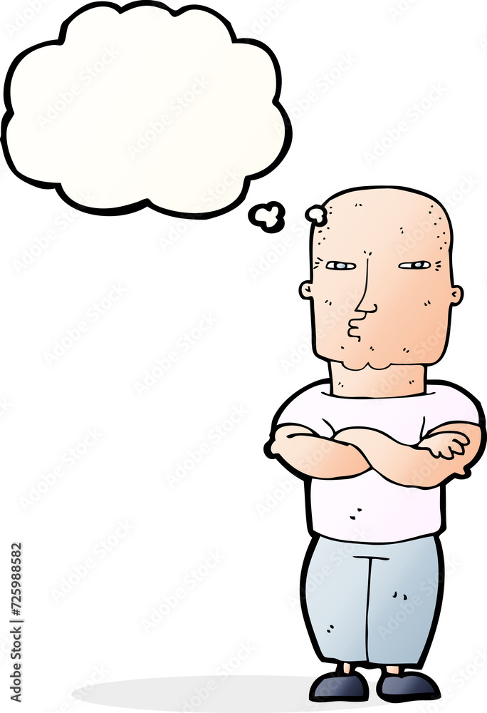 cartoon tough guy with thought bubble cartoon tough guy with thought bubble